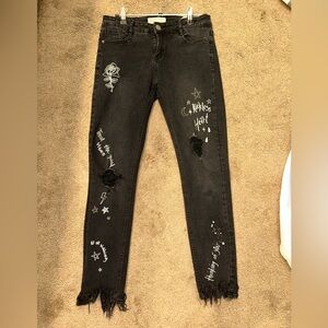 Streetwear Society Black Graphic Skinny Jeans